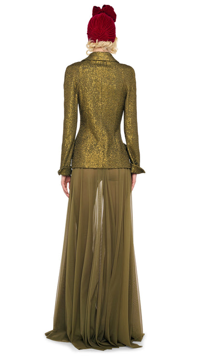 FLARED SKIRT TO FLOOR W/ LEGGING W/ FOOTIE Mushroom | Norma Kamali Women
