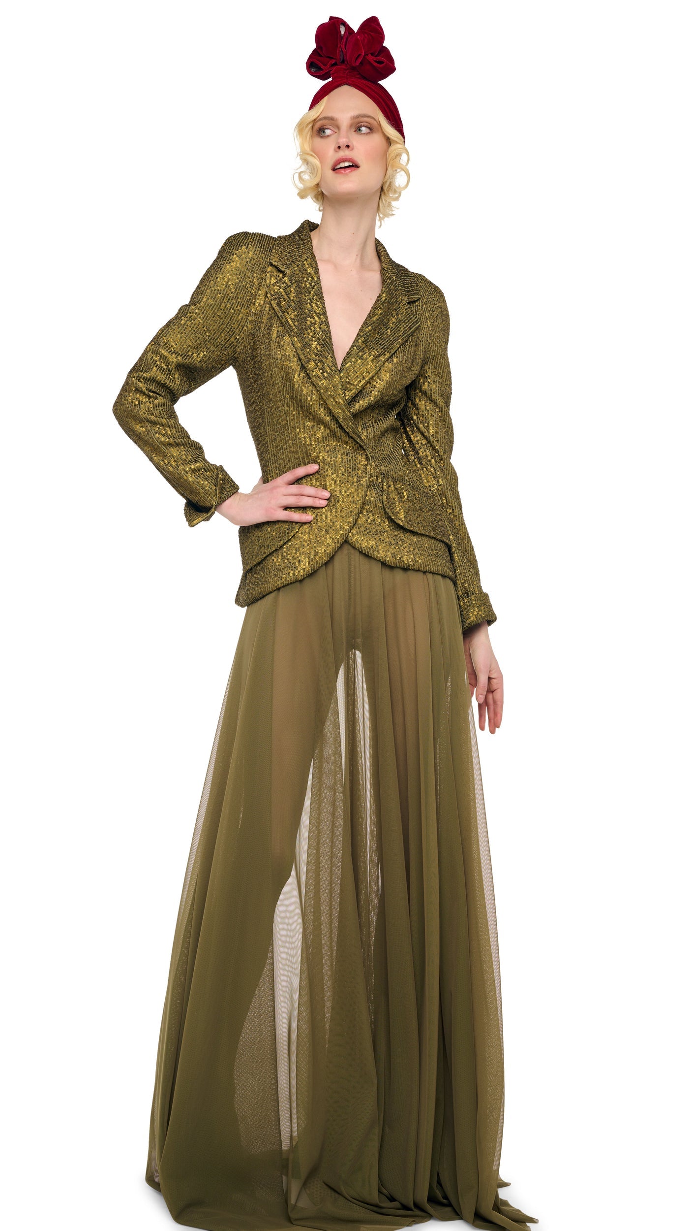 FLARED SKIRT TO FLOOR W/ LEGGING W/ FOOTIE Mushroom | Norma Kamali Women