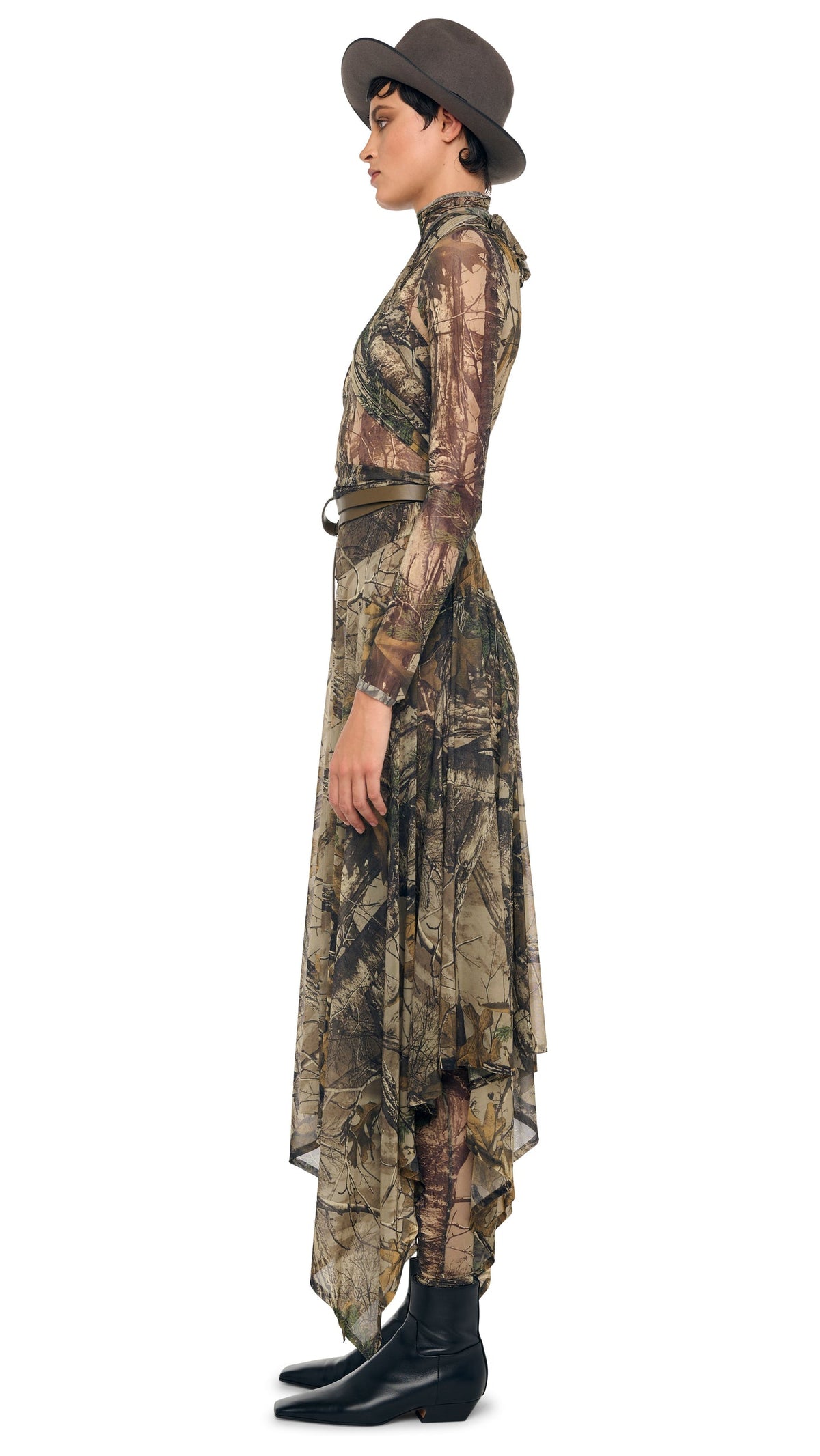 LONG SLEEVE SLIM FIT TURTLE CATSUIT Trees | Norma Kamali Women