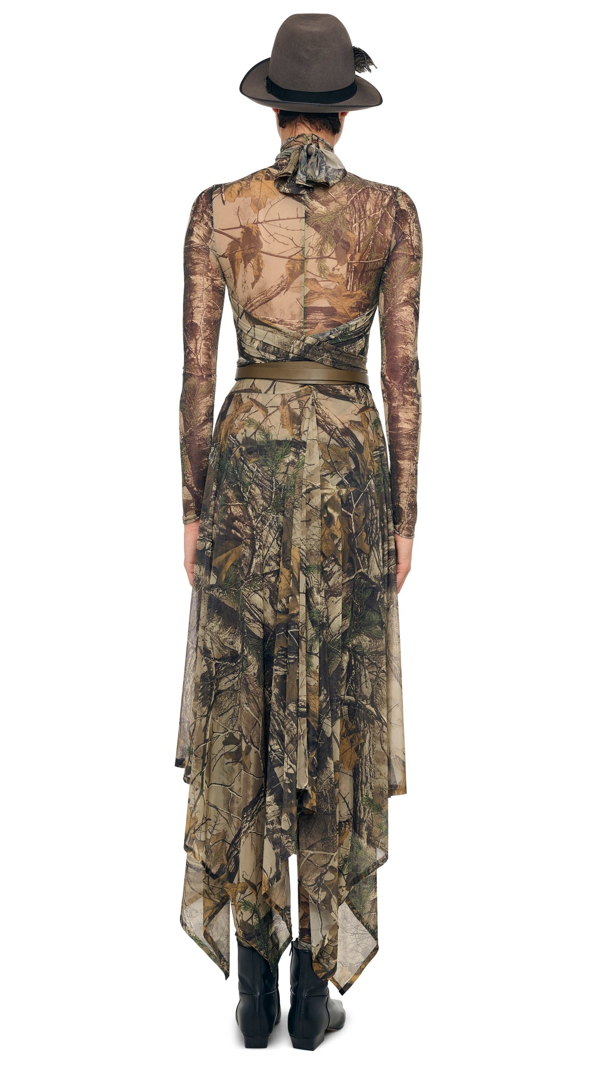 LONG SLEEVE SLIM FIT TURTLE CATSUIT Trees | Norma Kamali Women