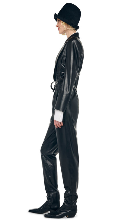 EASY FIT SINGLE BREASTED TAPERED LEG JUMPSUIT Black | Norma Kamali Women