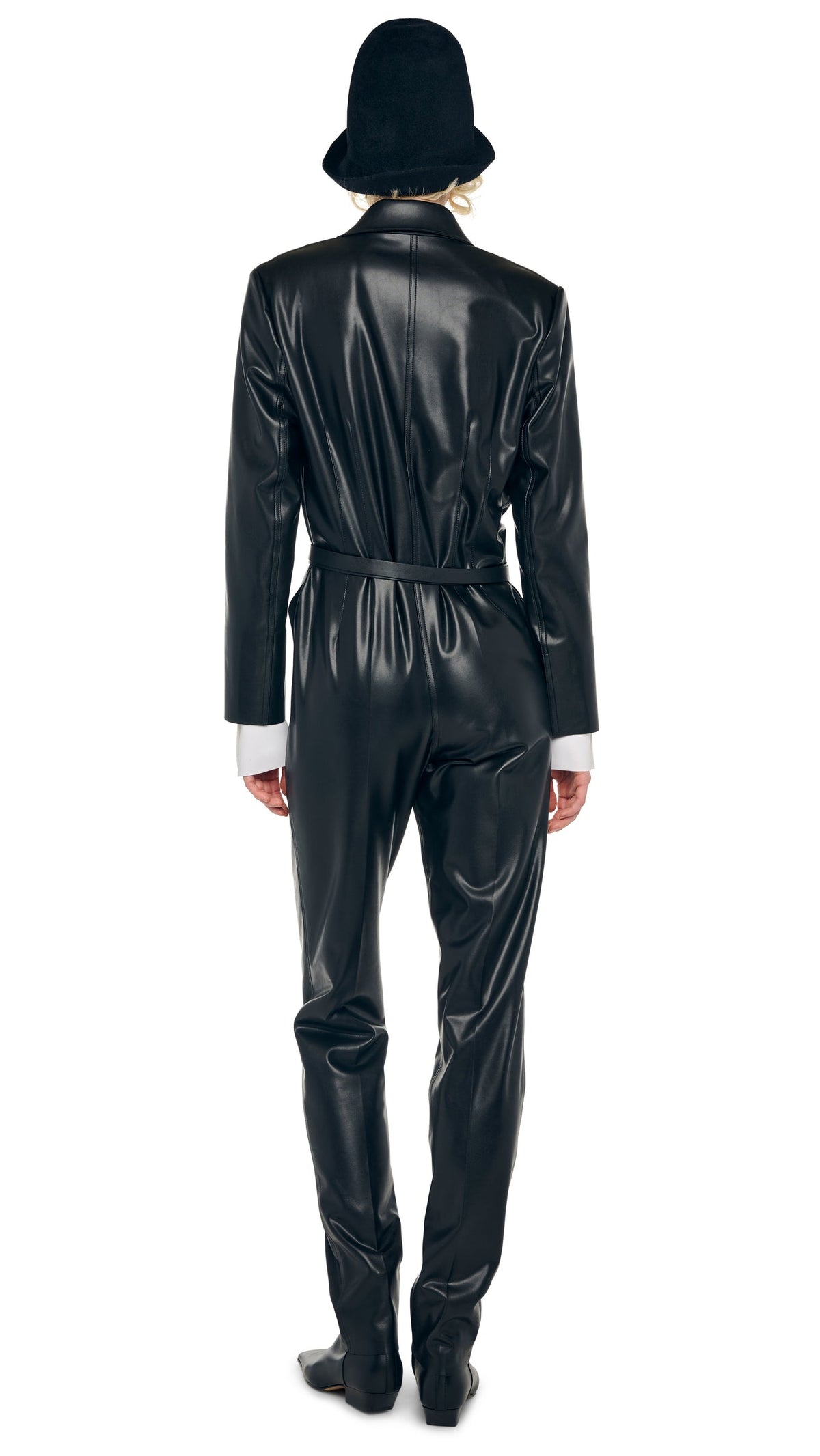 EASY FIT SINGLE BREASTED TAPERED LEG JUMPSUIT Black | Norma Kamali Women