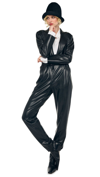 EASY FIT SINGLE BREASTED TAPERED LEG JUMPSUIT Black | Norma Kamali Women