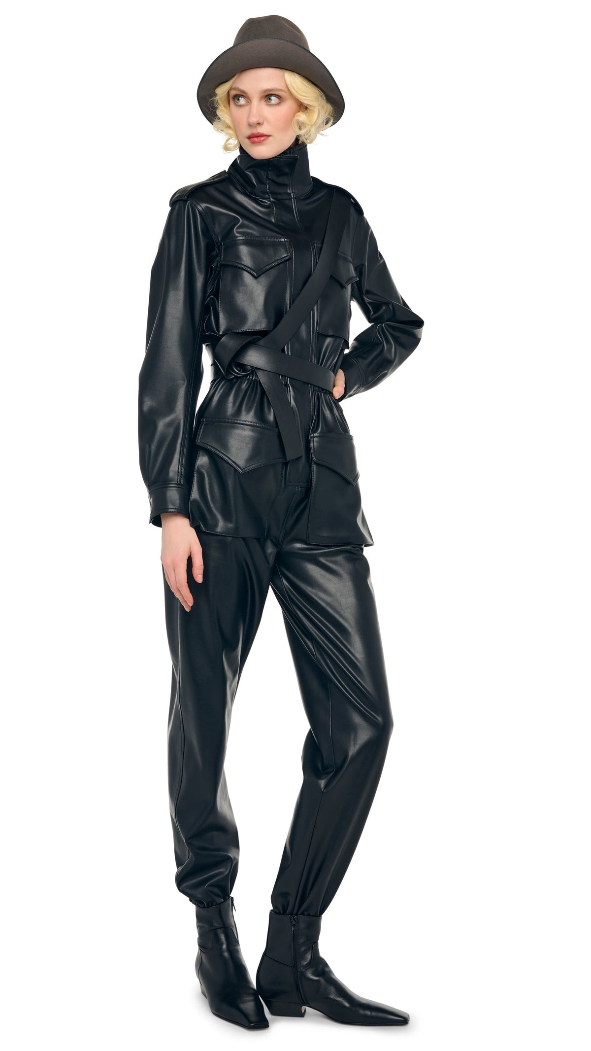 TURTLE CARGO JUMPSUIT Black | Norma Kamali Women