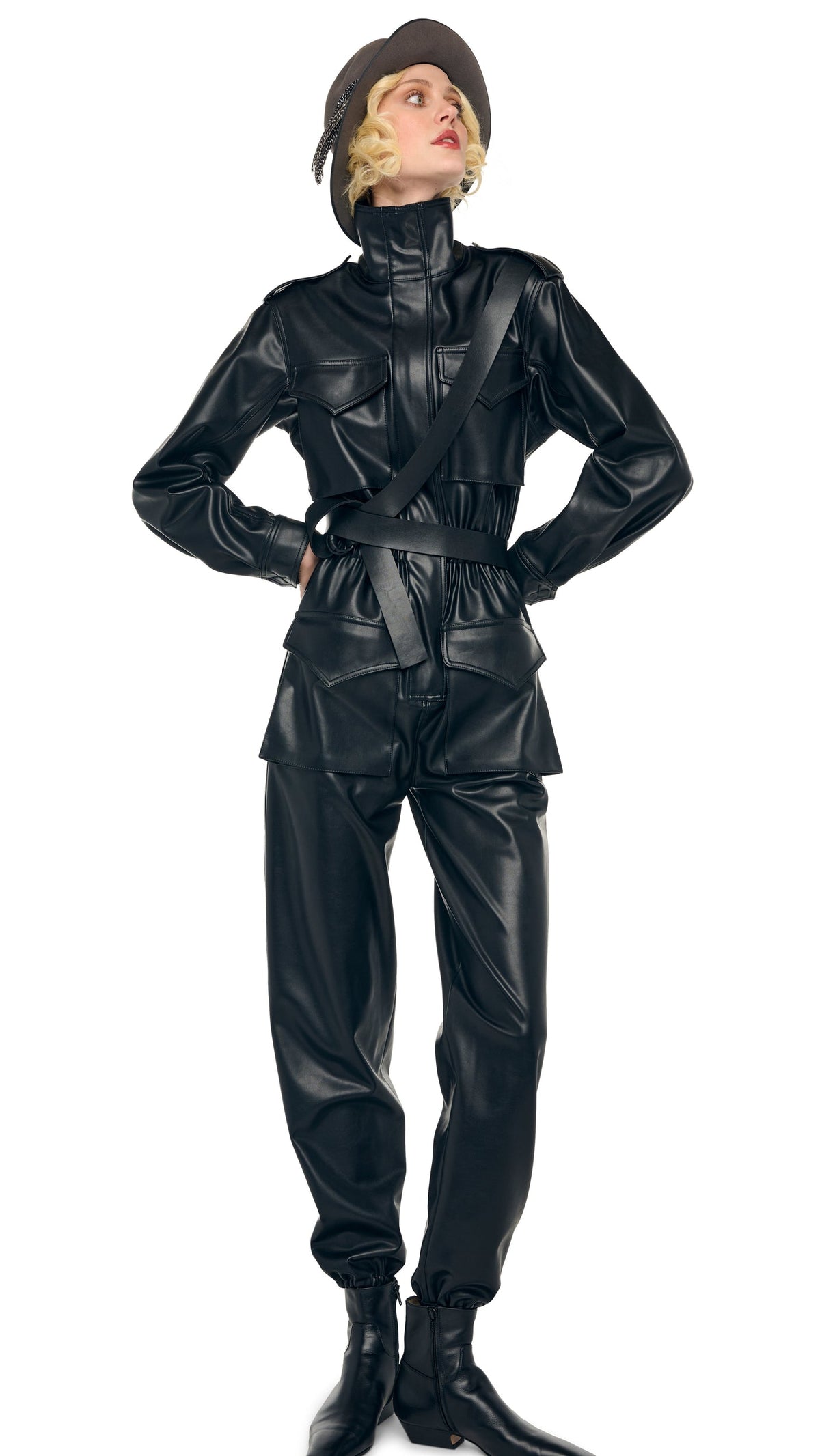 TURTLE CARGO JUMPSUIT Black | Norma Kamali Women
