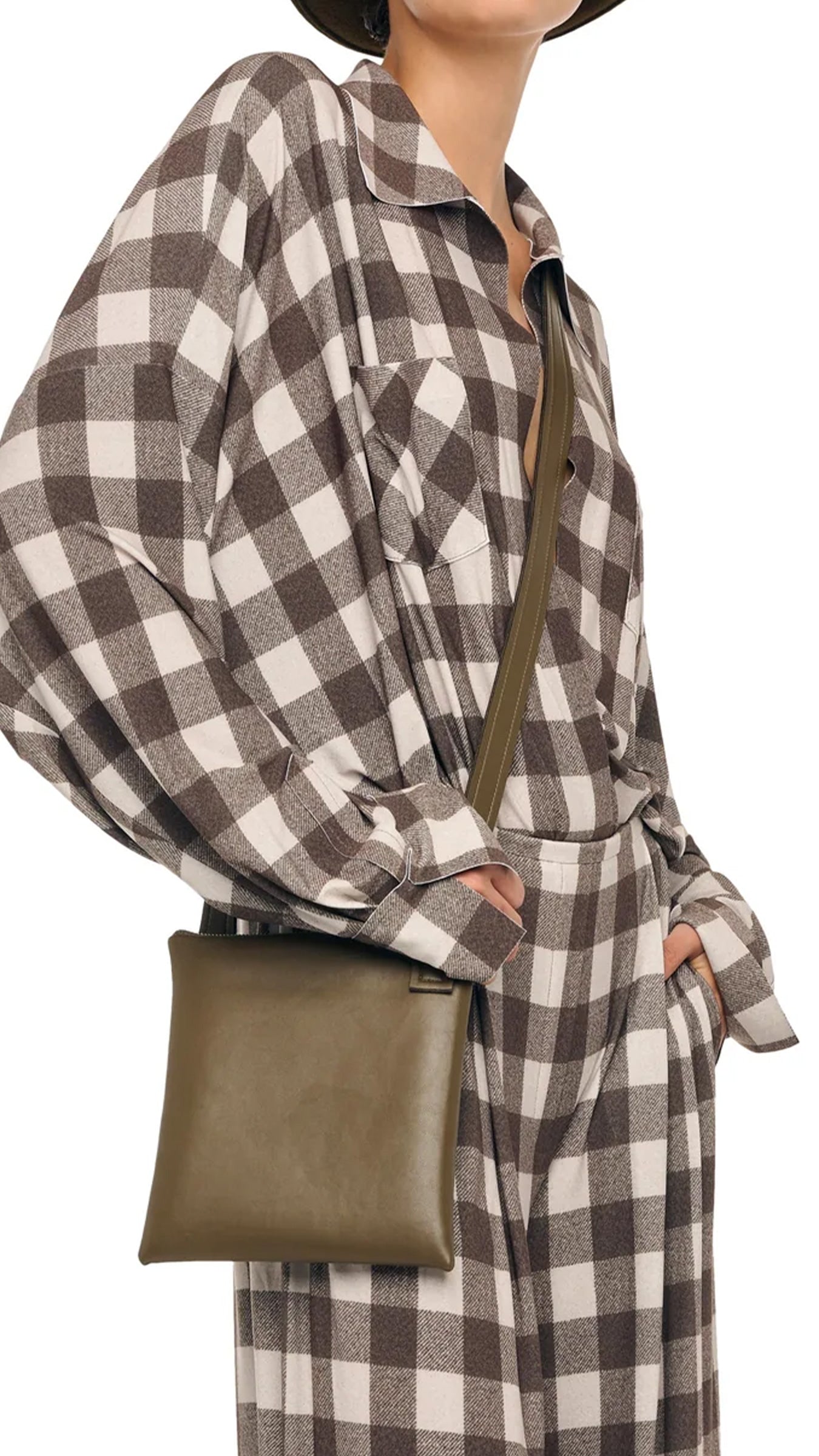 CROSSOVER SHOULDER BAG SMALL Bark | Norma Kamali Women