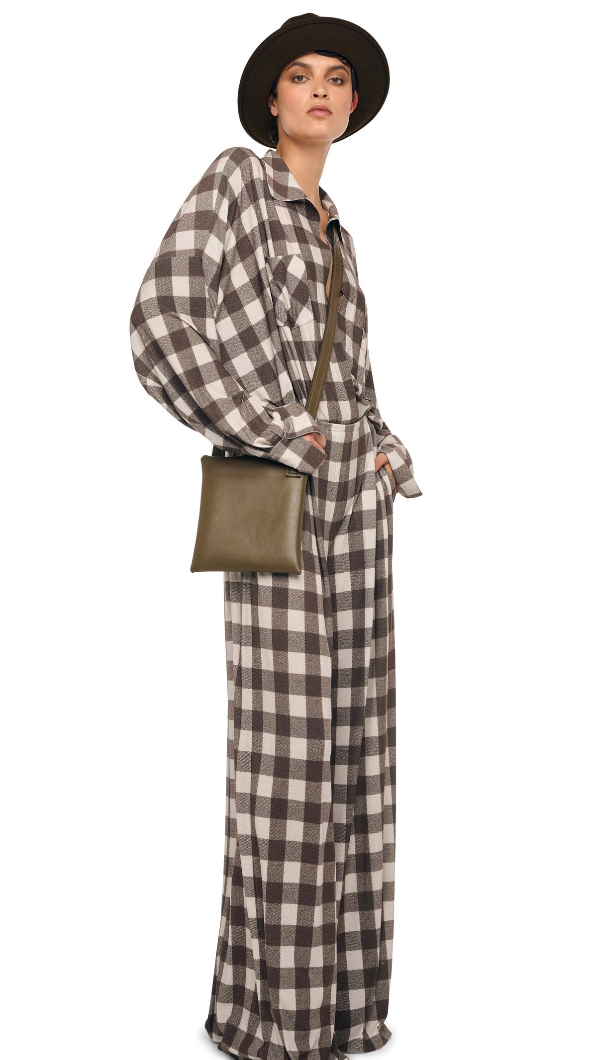 CROSSOVER SHOULDER BAG SMALL Bark | Norma Kamali Women