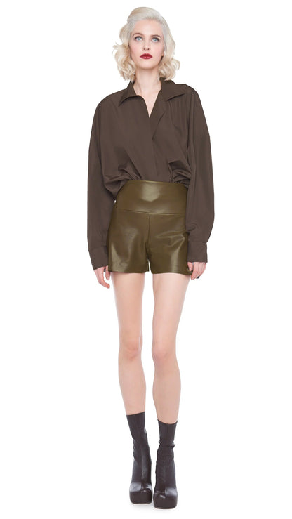 SUPER OS BF NK SHIRT BODYSUIT Bark | Norma Kamali Women