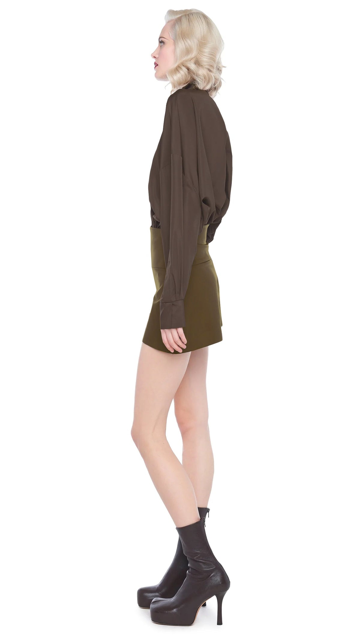 SUPER OS BF NK SHIRT BODYSUIT Bark | Norma Kamali Women