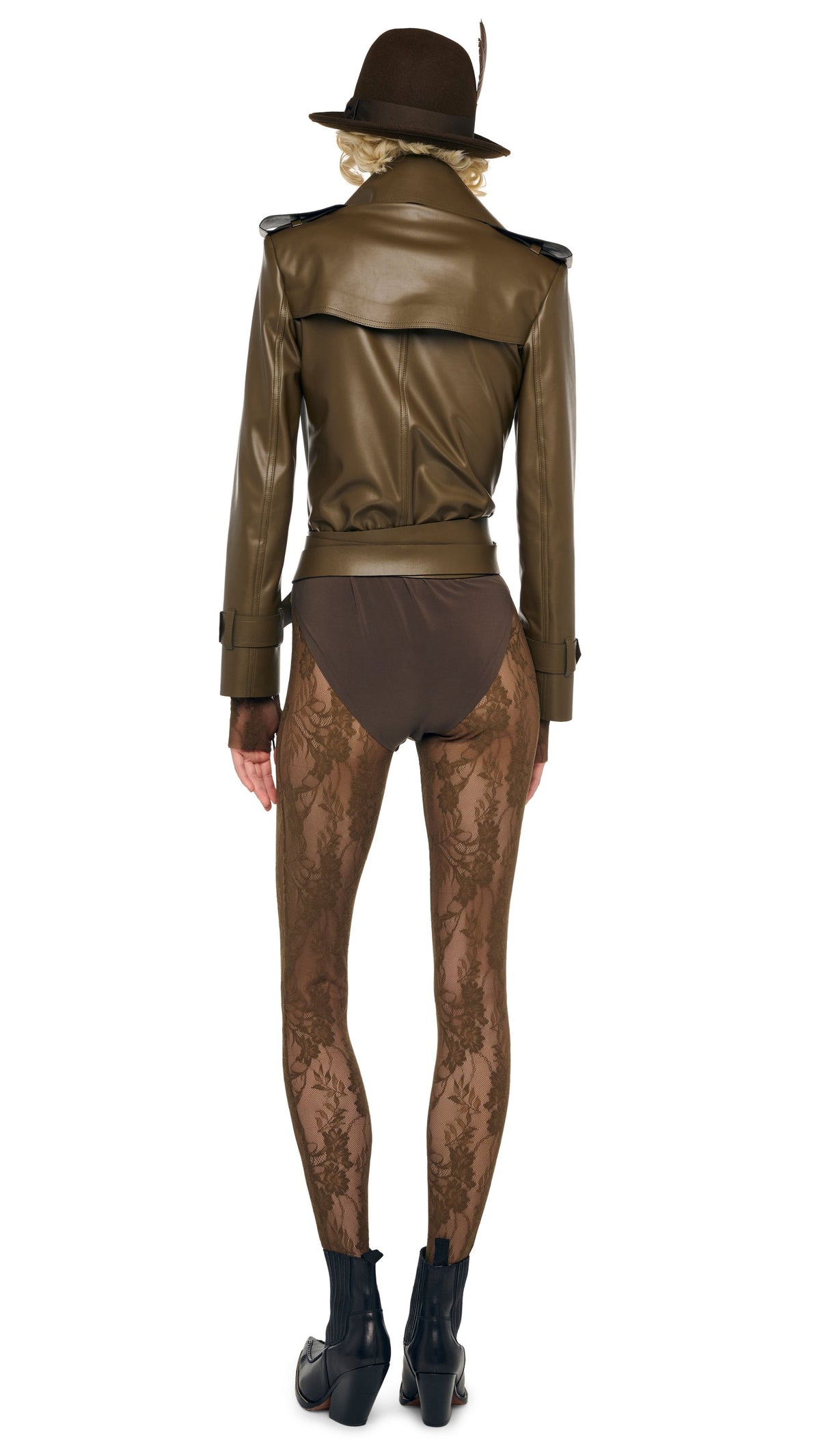 DOUBLE BREASTED TRENCH BODYSUIT Bark | Norma Kamali Women