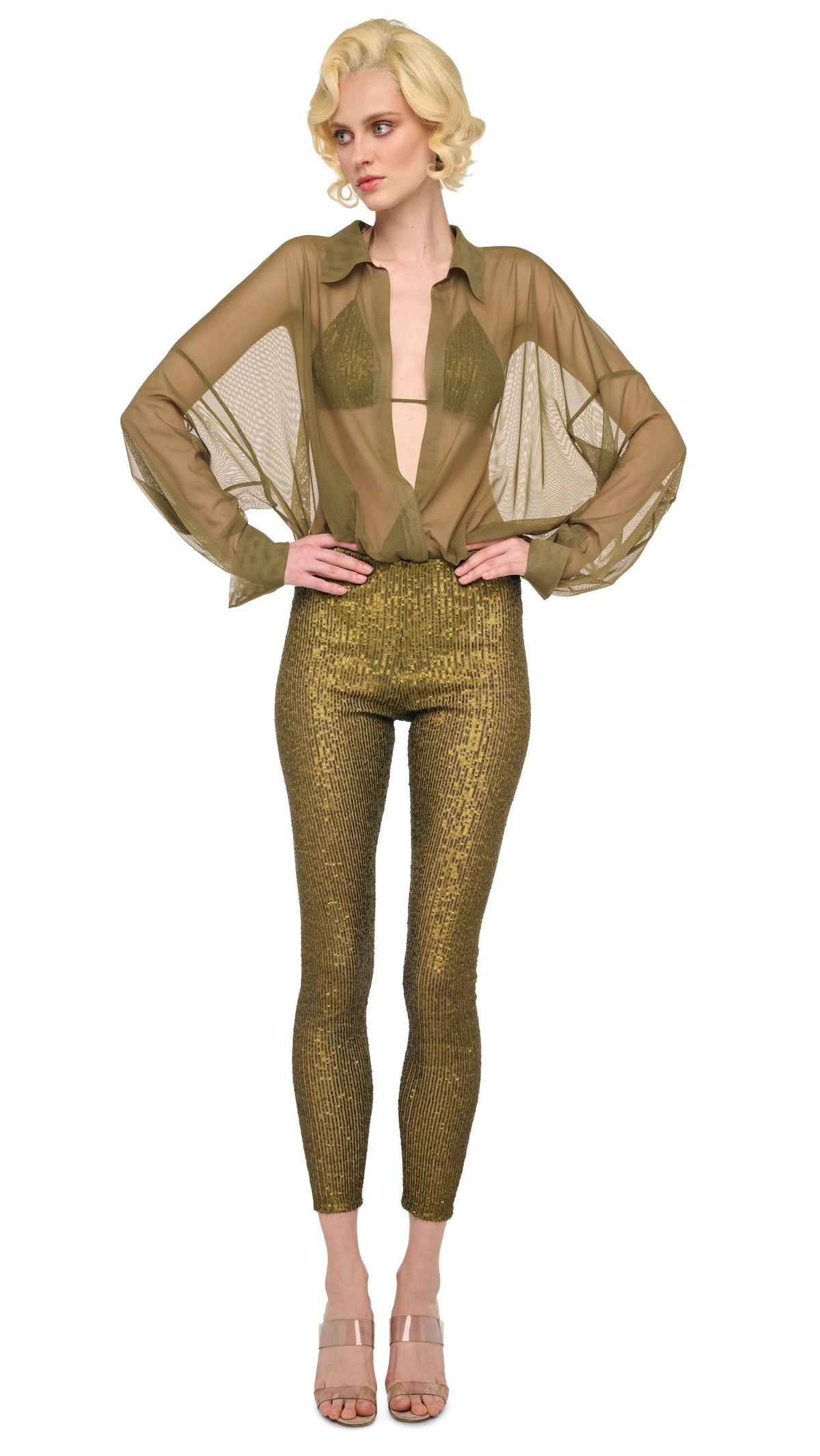 CROPPED LEGGING W/O WAISTBAND Bark | Norma Kamali Women