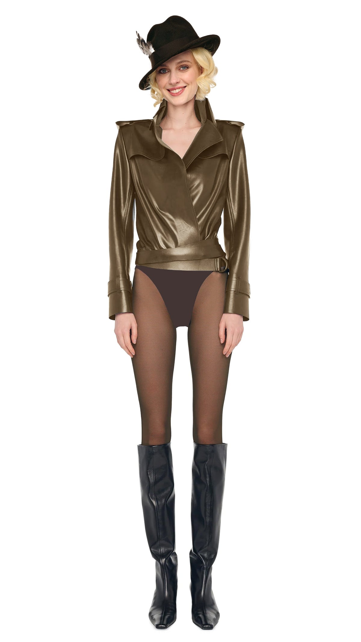 LEGGING W/ FOOTIE W/O WAISTBAND Bark | Norma Kamali Women