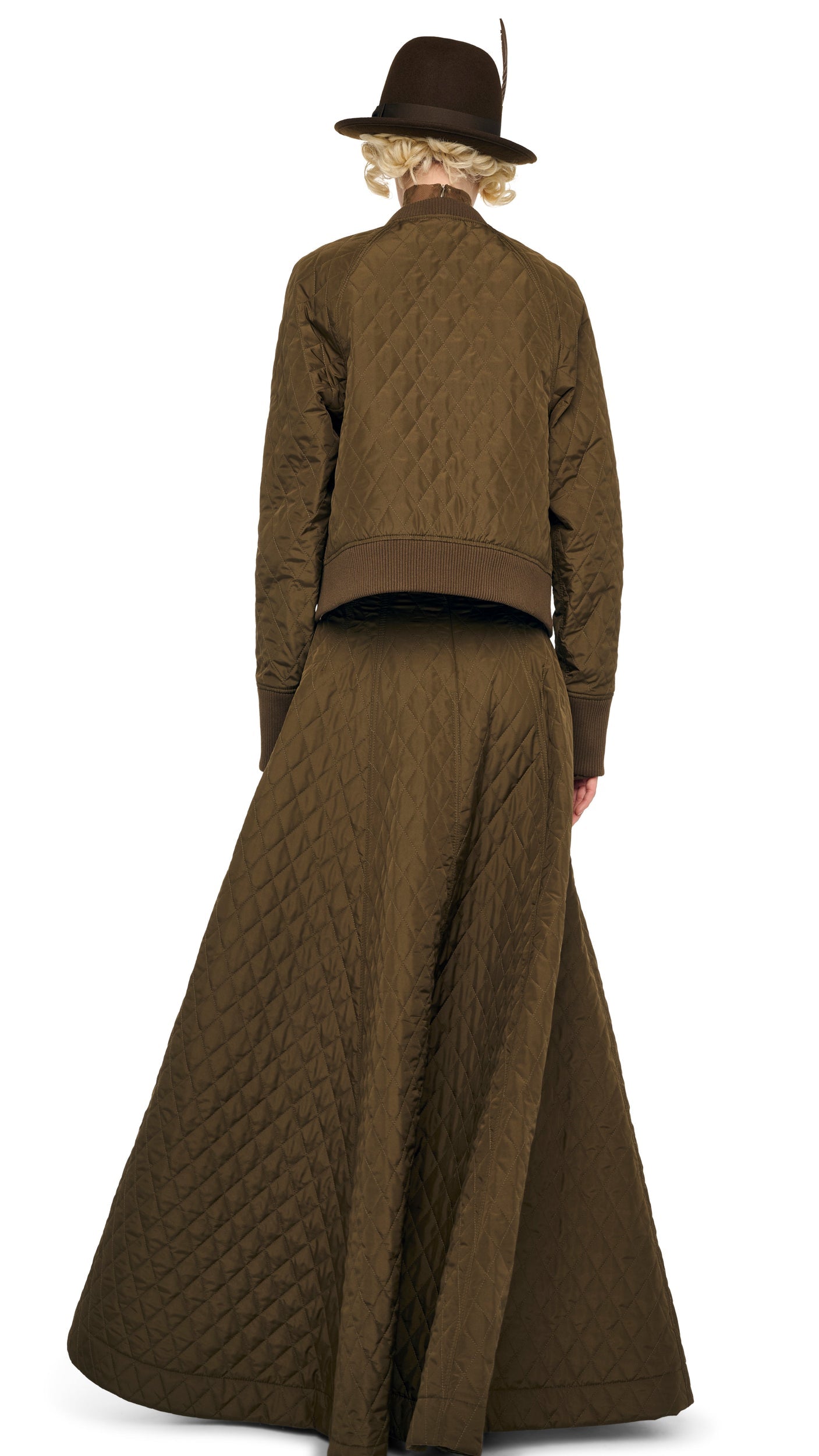 QUILTED SHORT BOMBER JACKET Bark | Norma Kamali Women