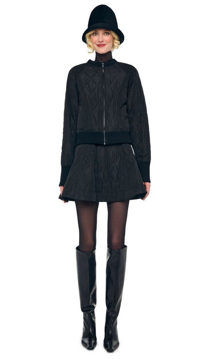 QUILTED SHORT BOMBER JACKET Black | Norma Kamali Women