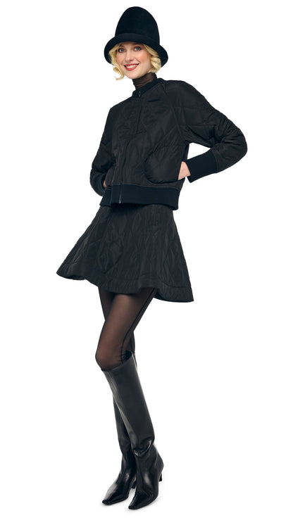 QUILTED SHORT BOMBER JACKET Black | Norma Kamali Women