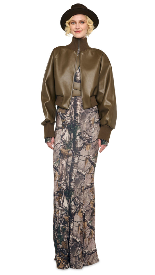 OVERSIZED TURTLE BOMBER JACKET TO WAIST Bark | Norma Kamali Women
