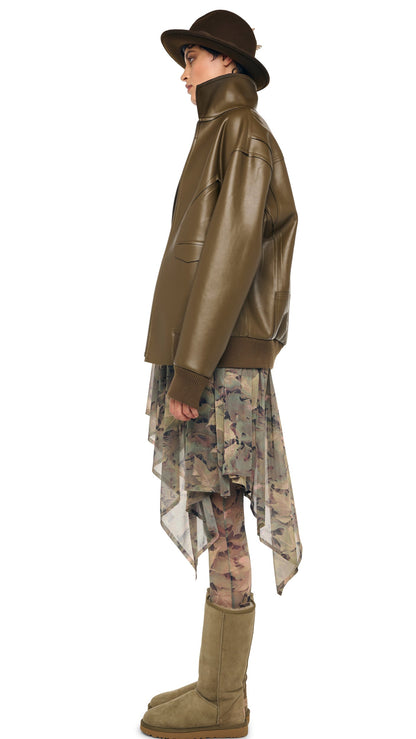OS MENS CLASSIC ZIP FRONT JACKET Bark | Norma Kamali Women