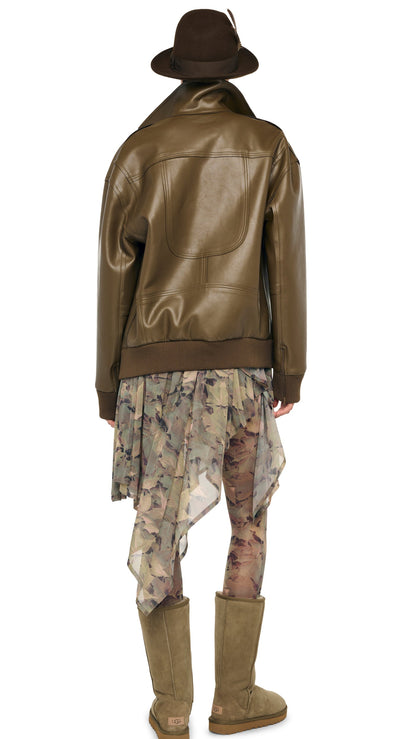 OS MENS CLASSIC ZIP FRONT JACKET Bark | Norma Kamali Women