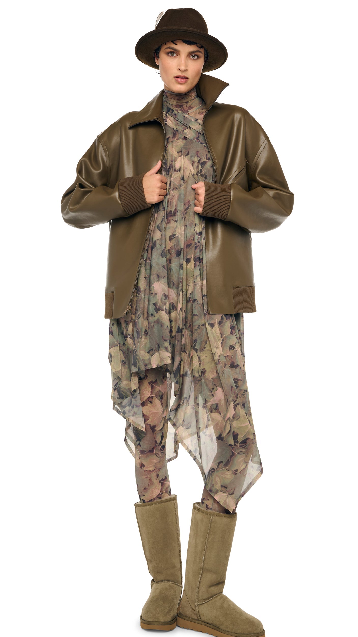 OS MENS CLASSIC ZIP FRONT JACKET Bark | Norma Kamali Women