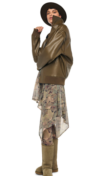 OS MENS CLASSIC ZIP FRONT JACKET Bark | Norma Kamali Women