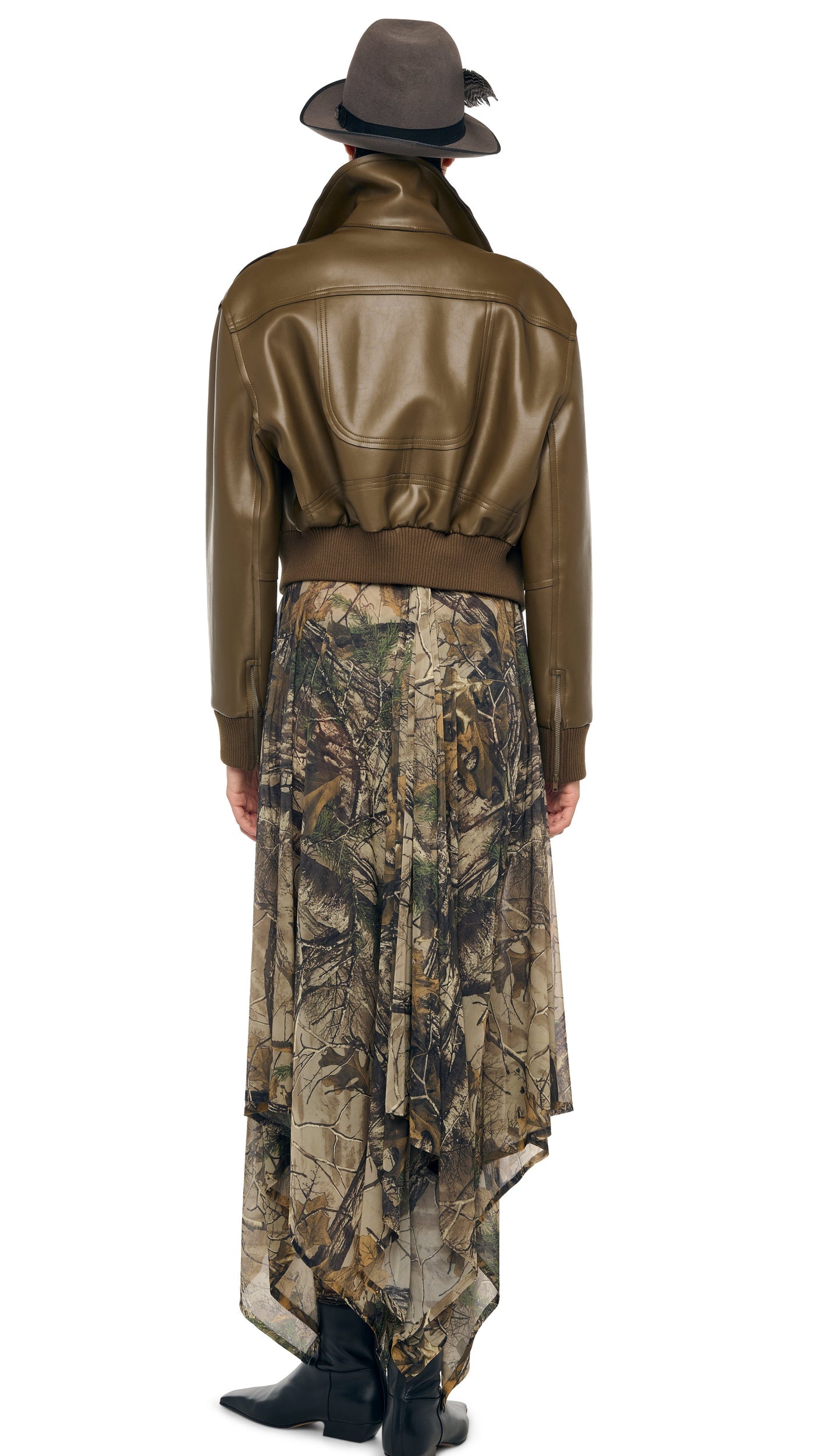 MENS ZIP FRONT CLASSIC CROPPED JACKET Bark | Norma Kamali Women