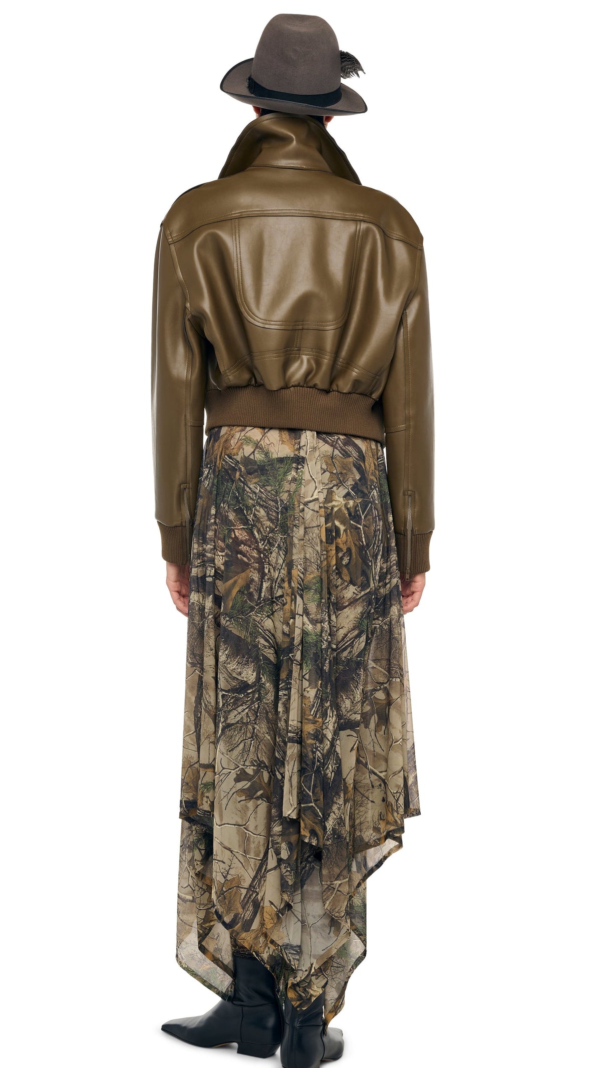 MENS ZIP FRONT CLASSIC CROPPED JACKET Bark | Norma Kamali Women