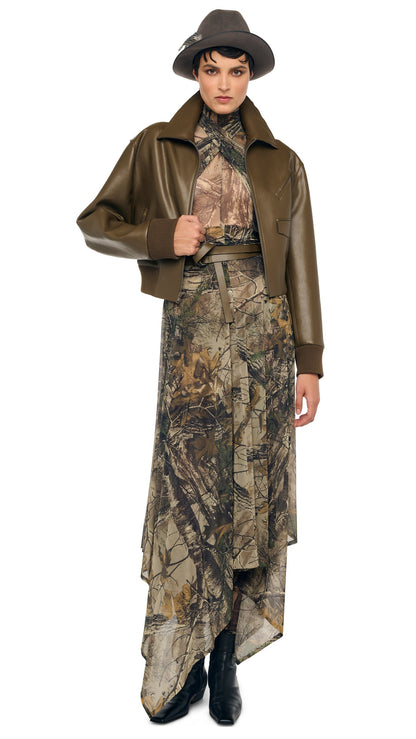 MENS ZIP FRONT CLASSIC CROPPED JACKET Bark | Norma Kamali Women