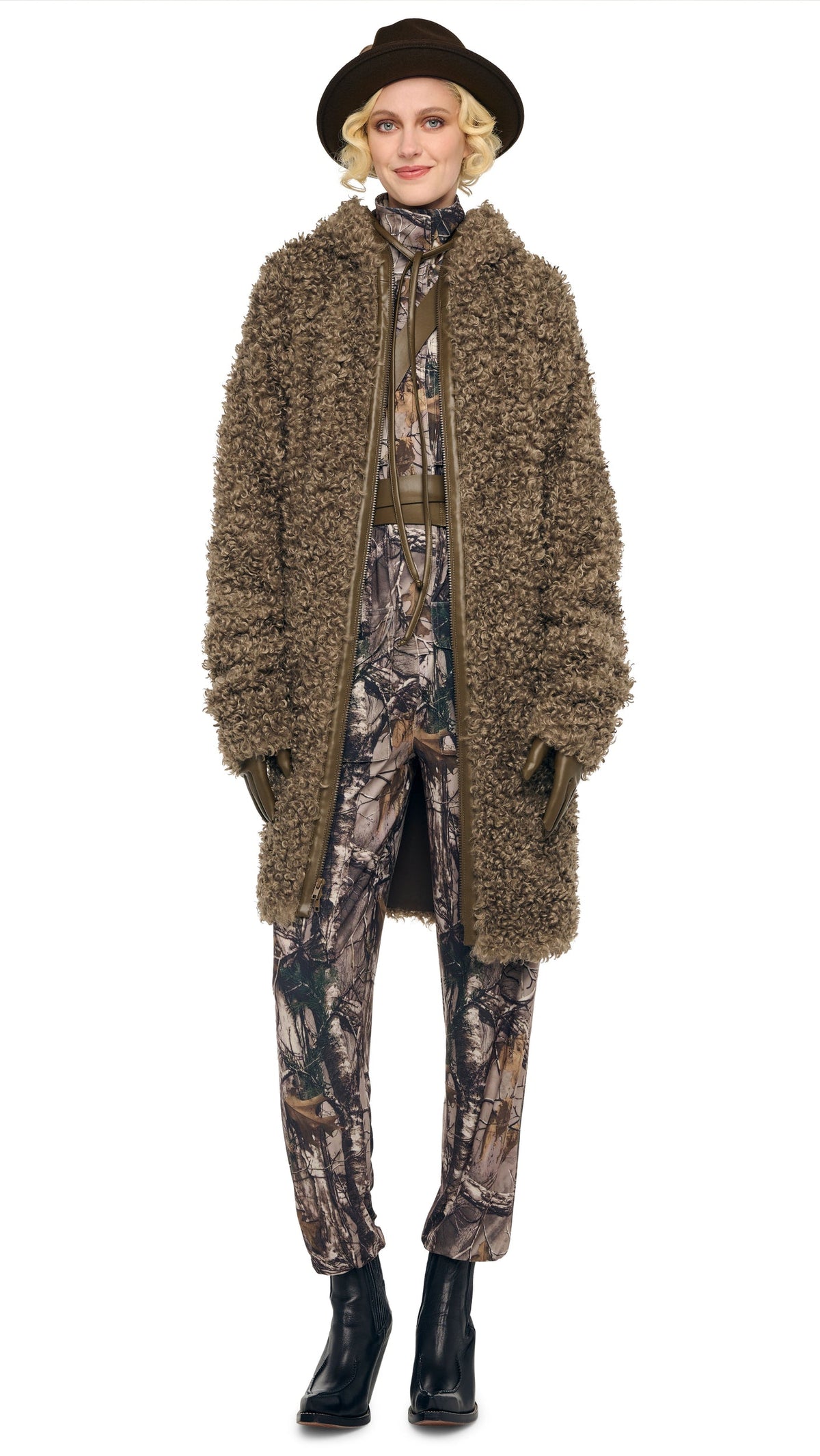 OS RAGLAN SLEEVE ZIP FRONT HOODED JACKET Bark | Norma Kamali Women