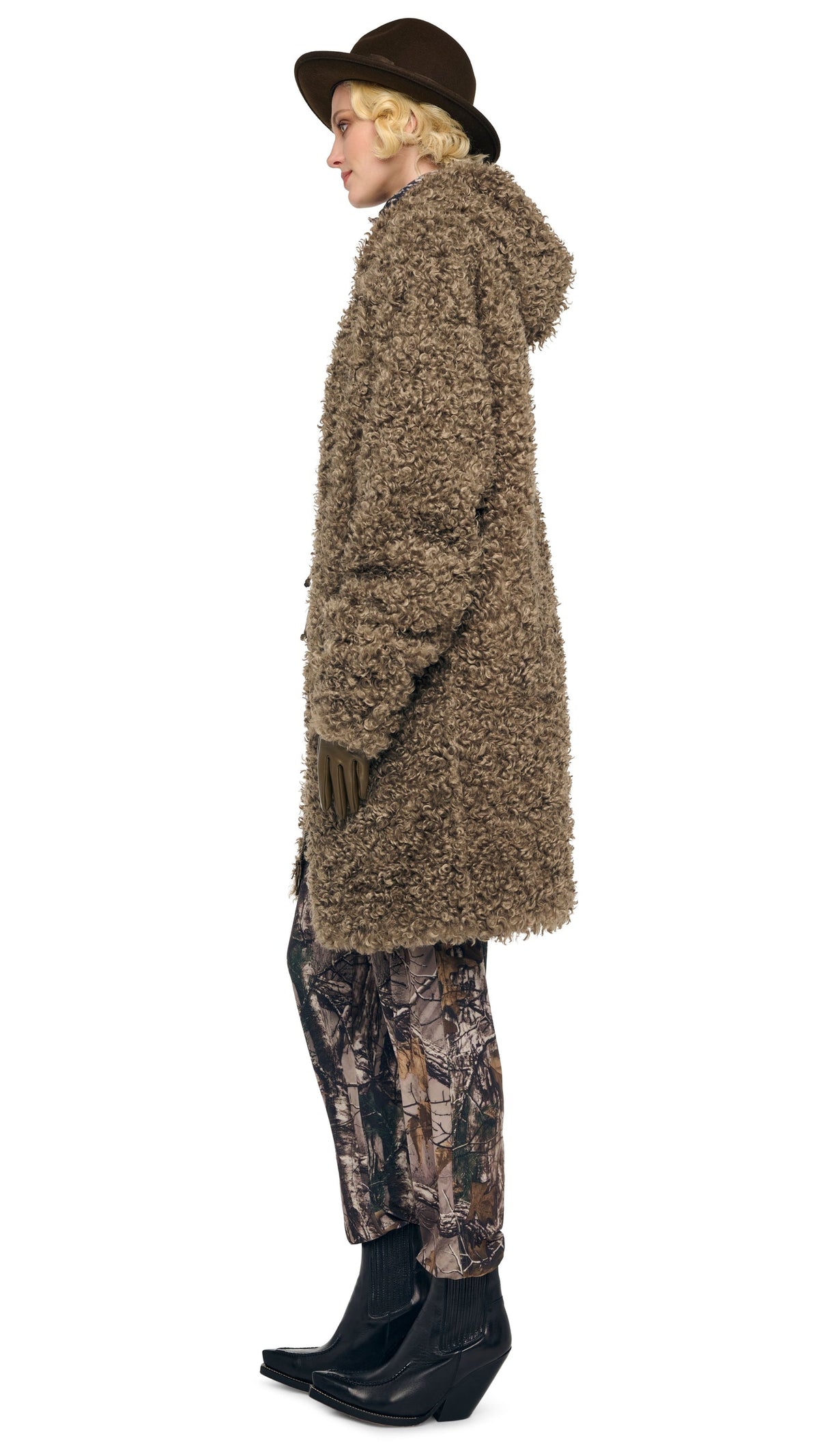OS RAGLAN SLEEVE ZIP FRONT HOODED JACKET Bark | Norma Kamali Women