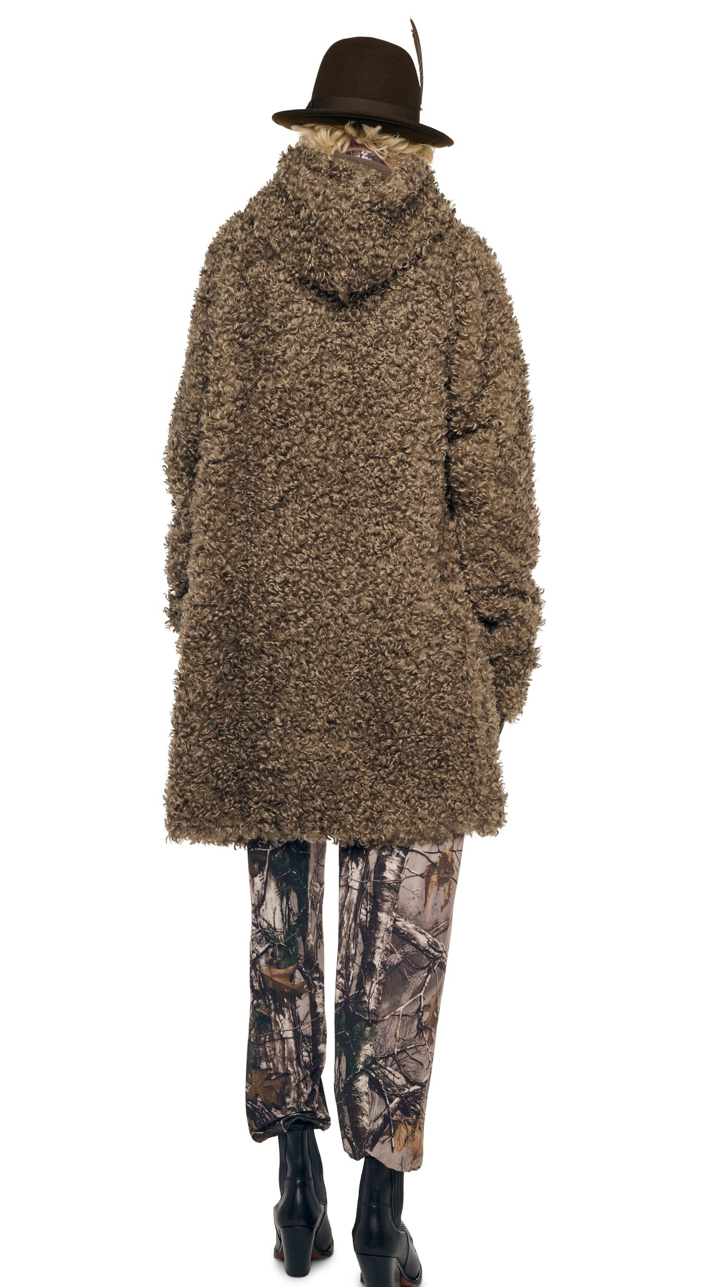 OS RAGLAN SLEEVE ZIP FRONT HOODED JACKET Bark | Norma Kamali Women