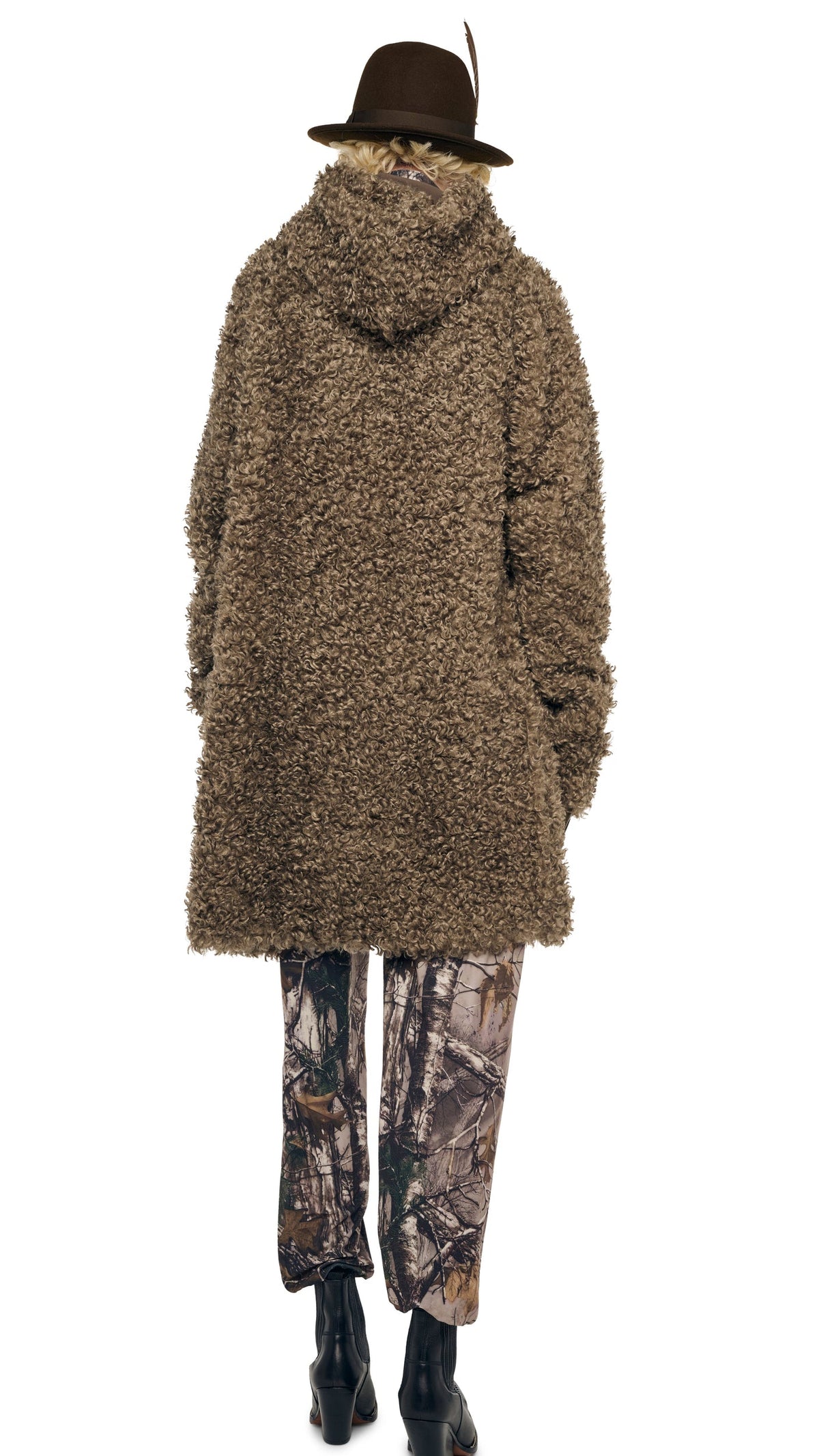 OS RAGLAN SLEEVE ZIP FRONT HOODED JACKET Bark | Norma Kamali Women
