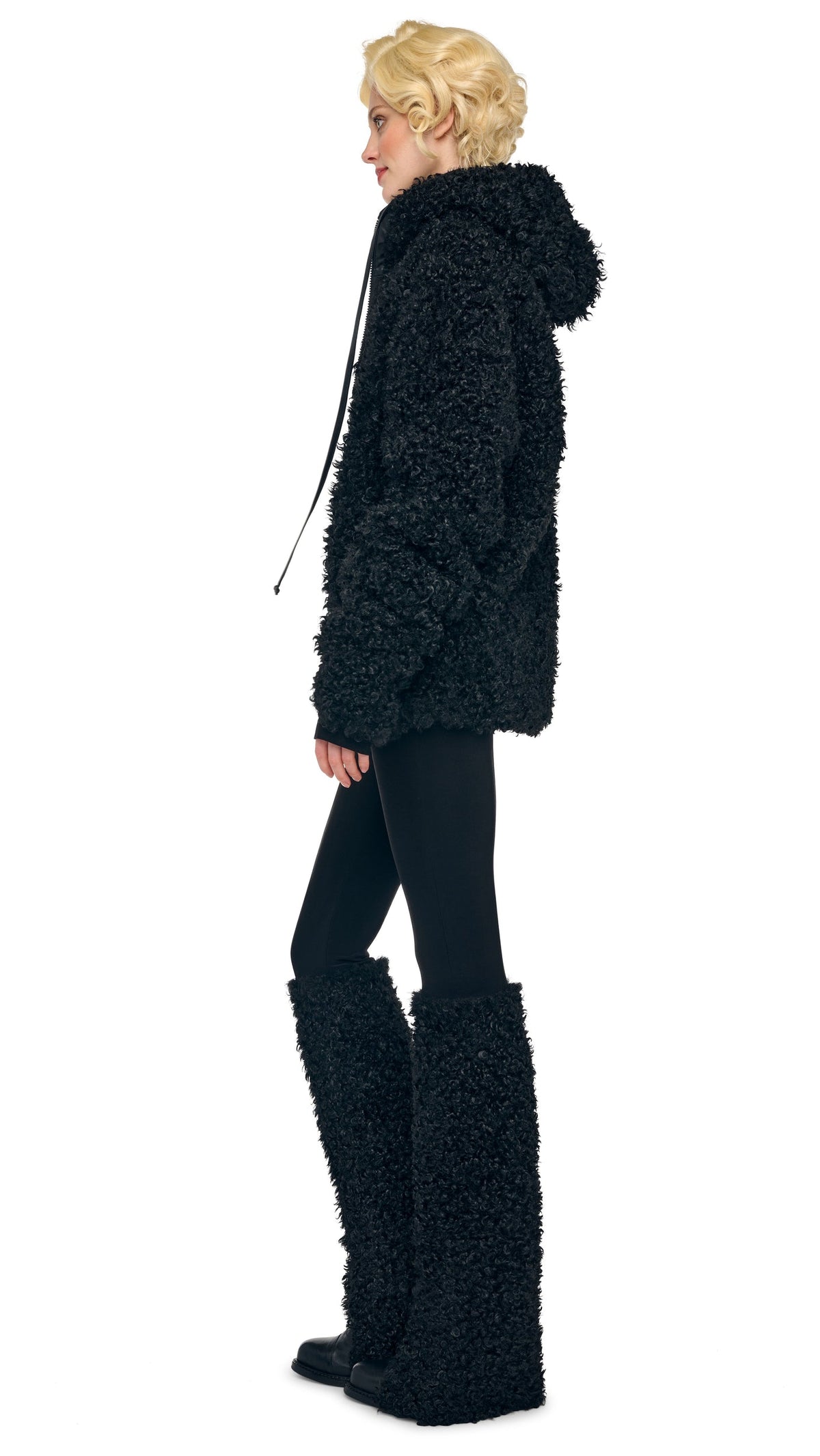 OS RAGLAN SLEEVE ZIP FRONT HOODED JACKET Black | Norma Kamali Women