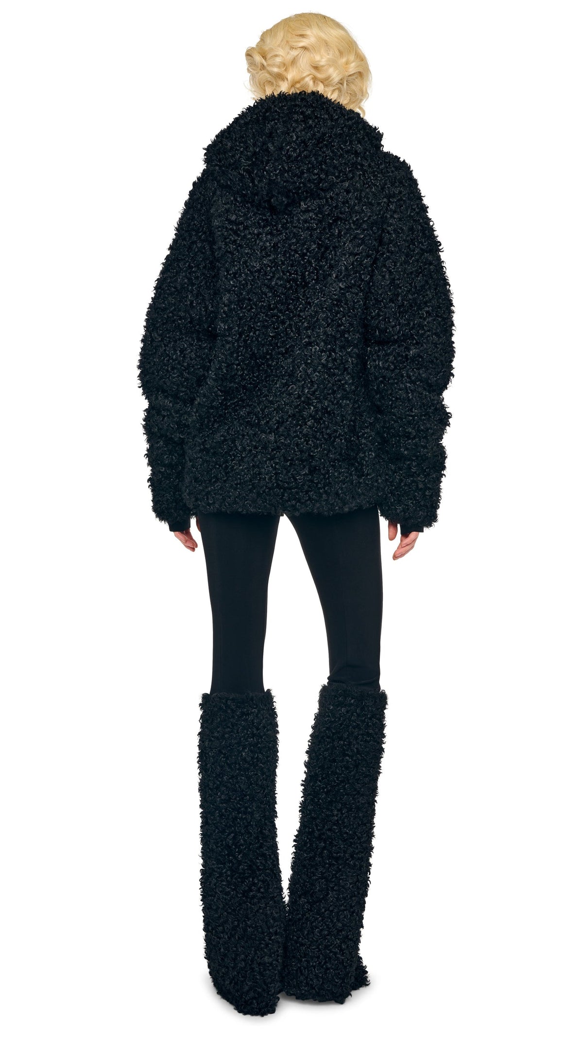 OS RAGLAN SLEEVE ZIP FRONT HOODED JACKET Black | Norma Kamali Women