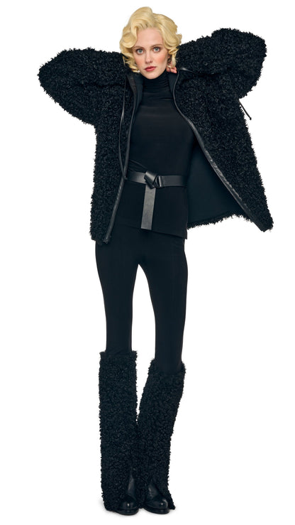 OS RAGLAN SLEEVE ZIP FRONT HOODED JACKET Black | Norma Kamali Women