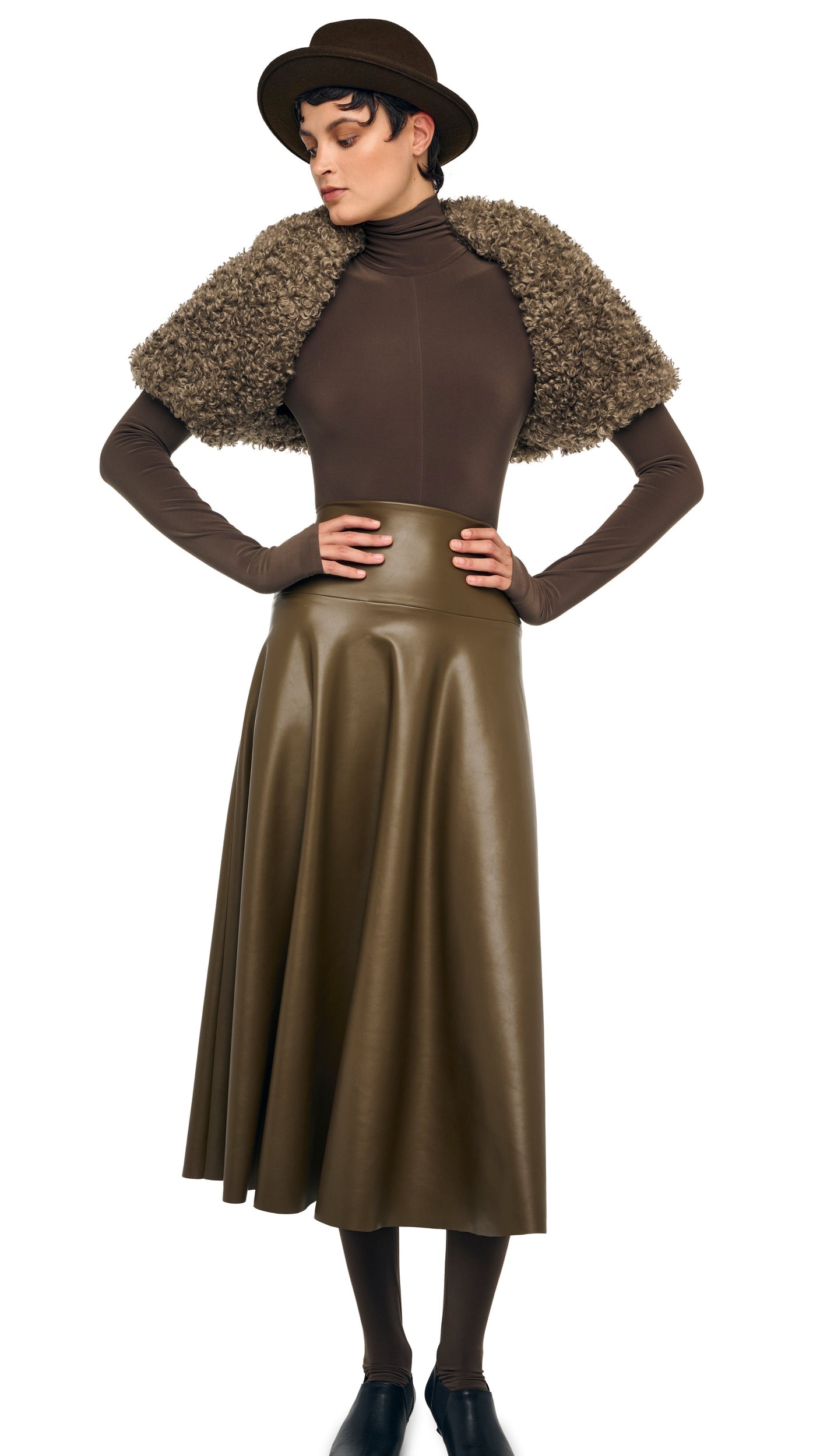 LONG SLEEVE SHRUGGIE Bark | Norma Kamali Women