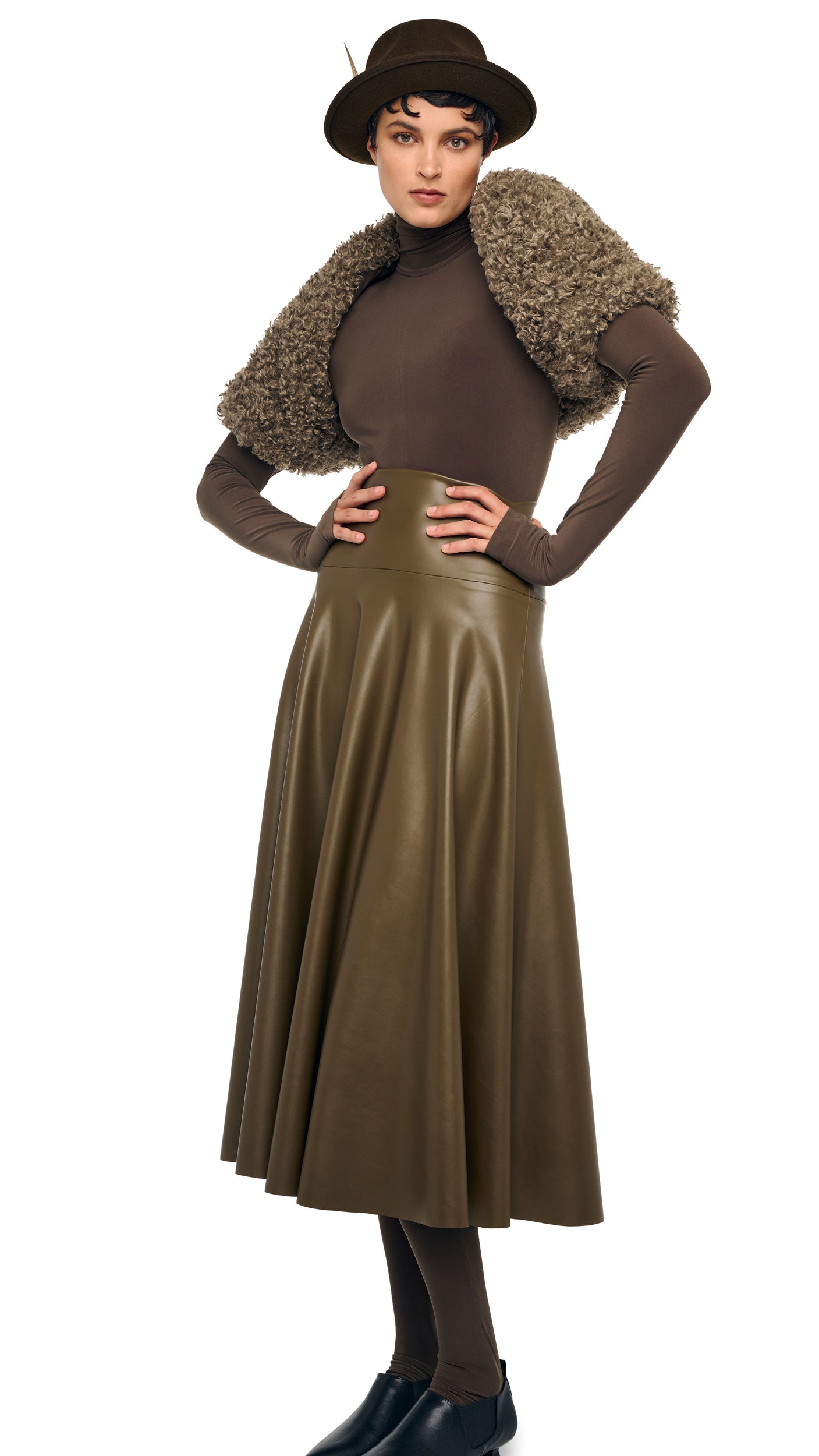 LONG SLEEVE SHRUGGIE Bark | Norma Kamali Women