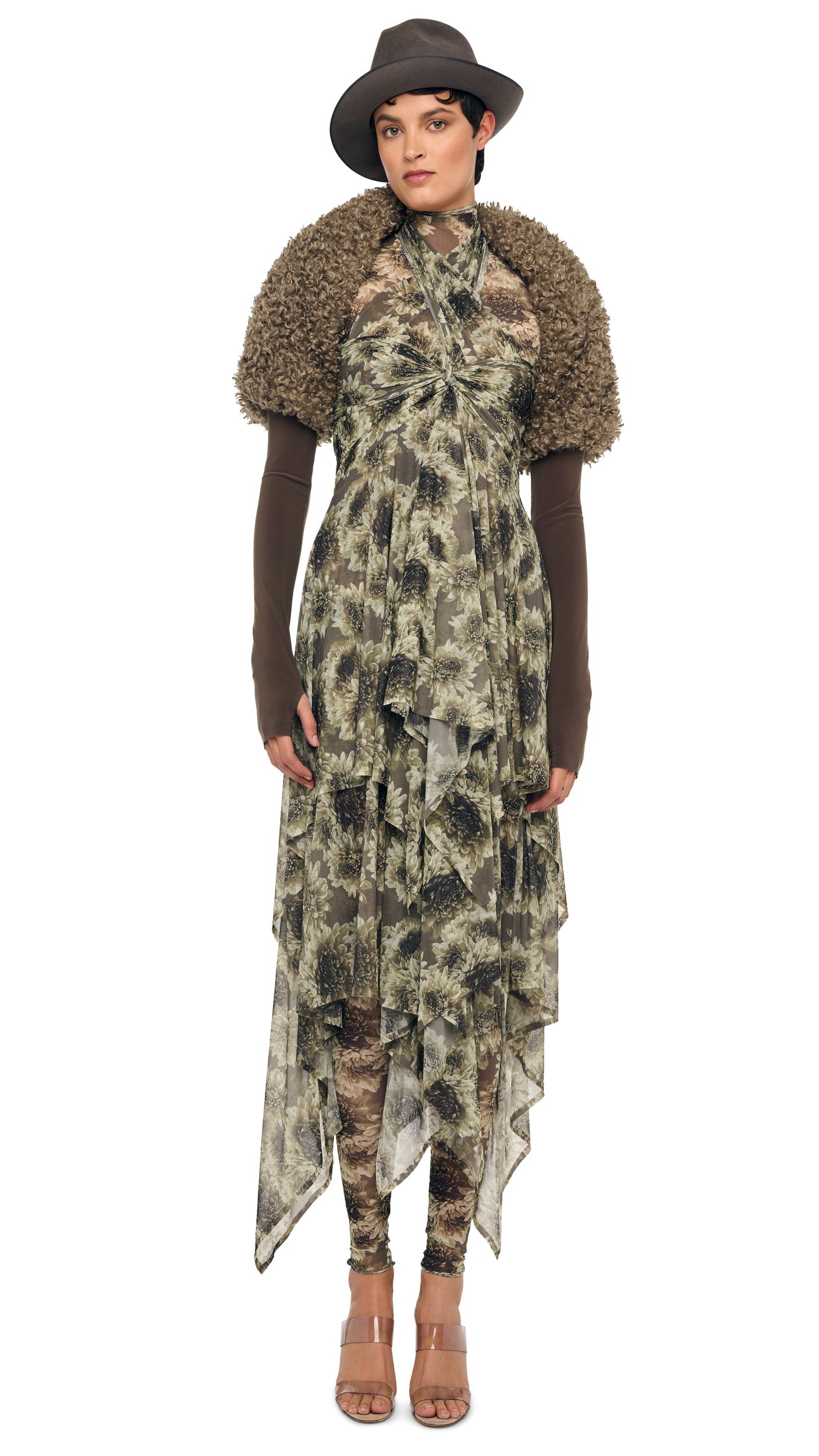 LONG SLEEVE SHRUGGIE Bark | Norma Kamali Women