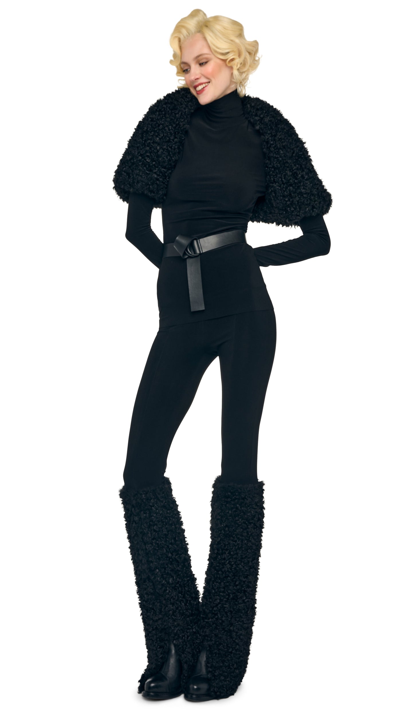 LONG SLEEVE SHRUGGIE Black | Norma Kamali Women