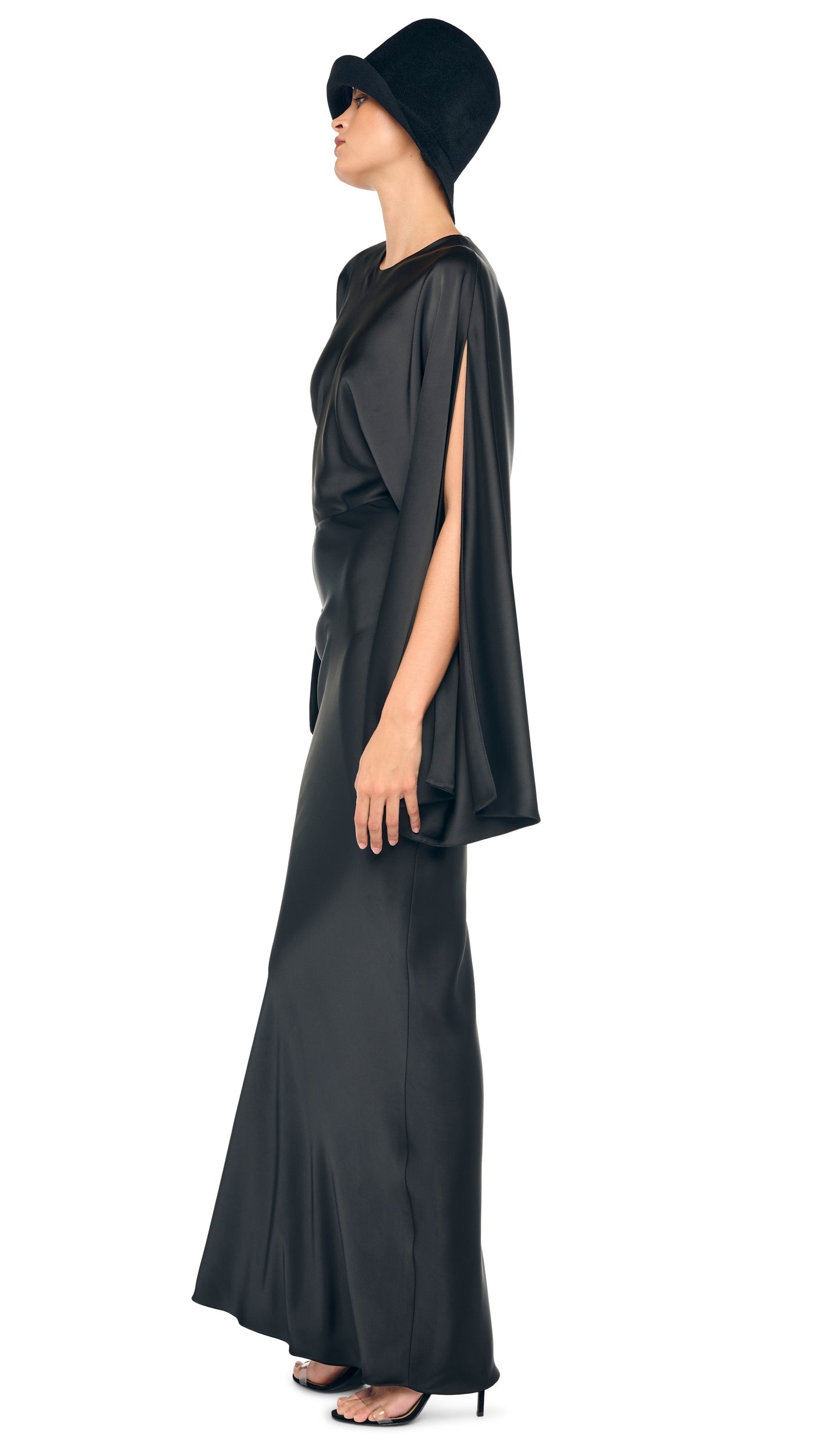 REVERSE OBIE GOWN LONG SLEEVE Black | Norma Kamali Women