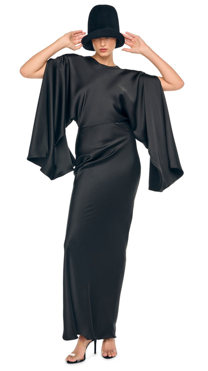 REVERSE OBIE GOWN LONG SLEEVE Black | Norma Kamali Women