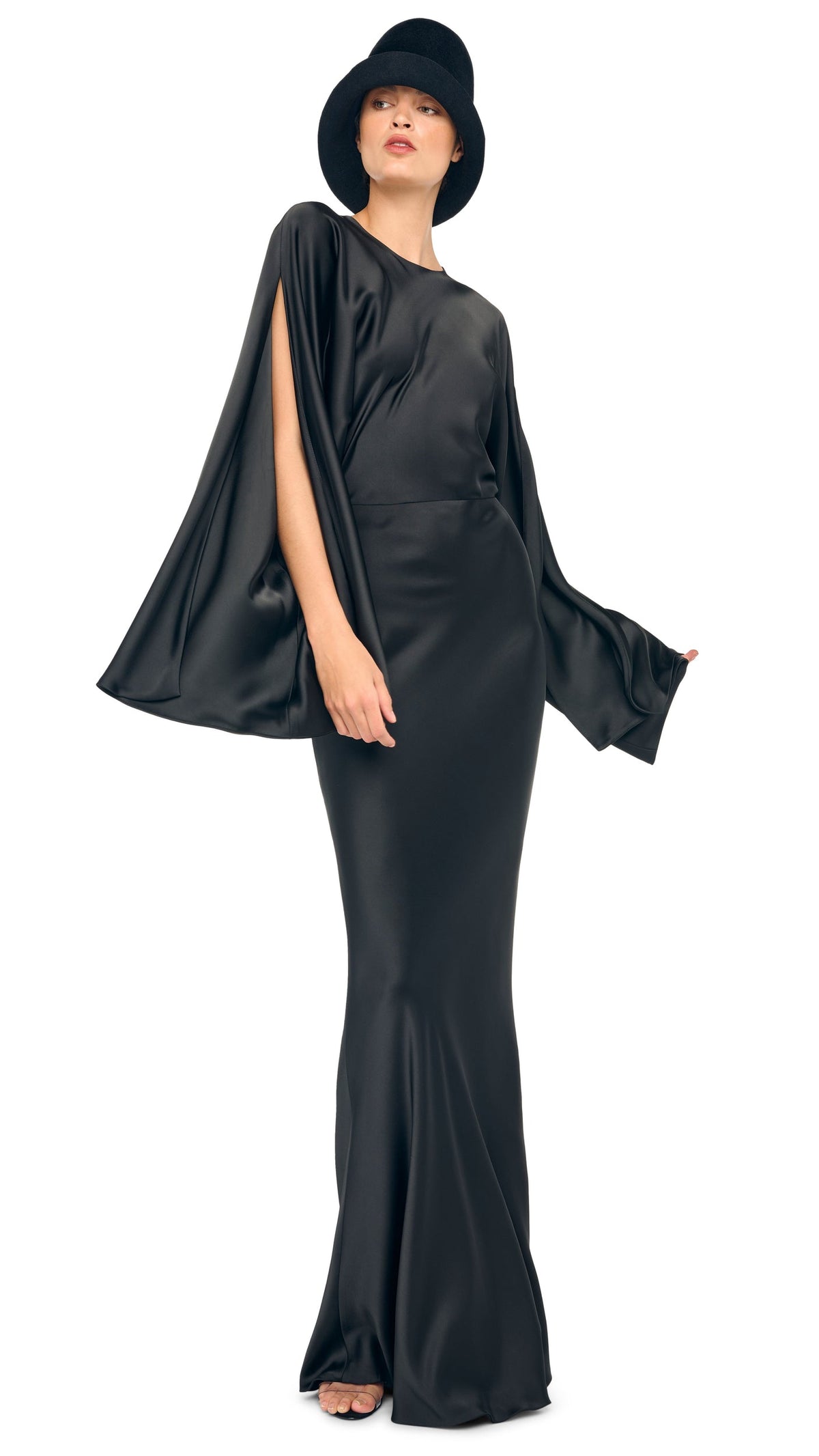 REVERSE OBIE GOWN LONG SLEEVE Black | Norma Kamali Women