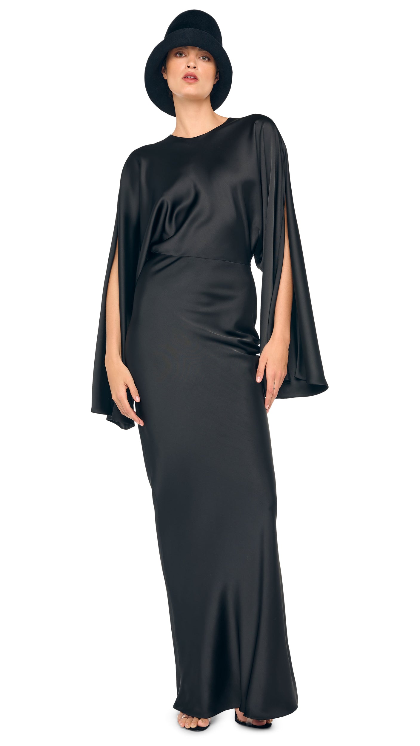 REVERSE OBIE GOWN LONG SLEEVE Black | Norma Kamali Women