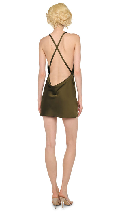 CROSS BACK BIAS MINI DRESS Bark | Norma Kamali Women