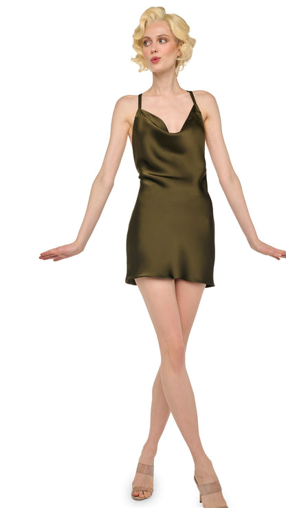 CROSS BACK BIAS MINI DRESS Bark | Norma Kamali Women