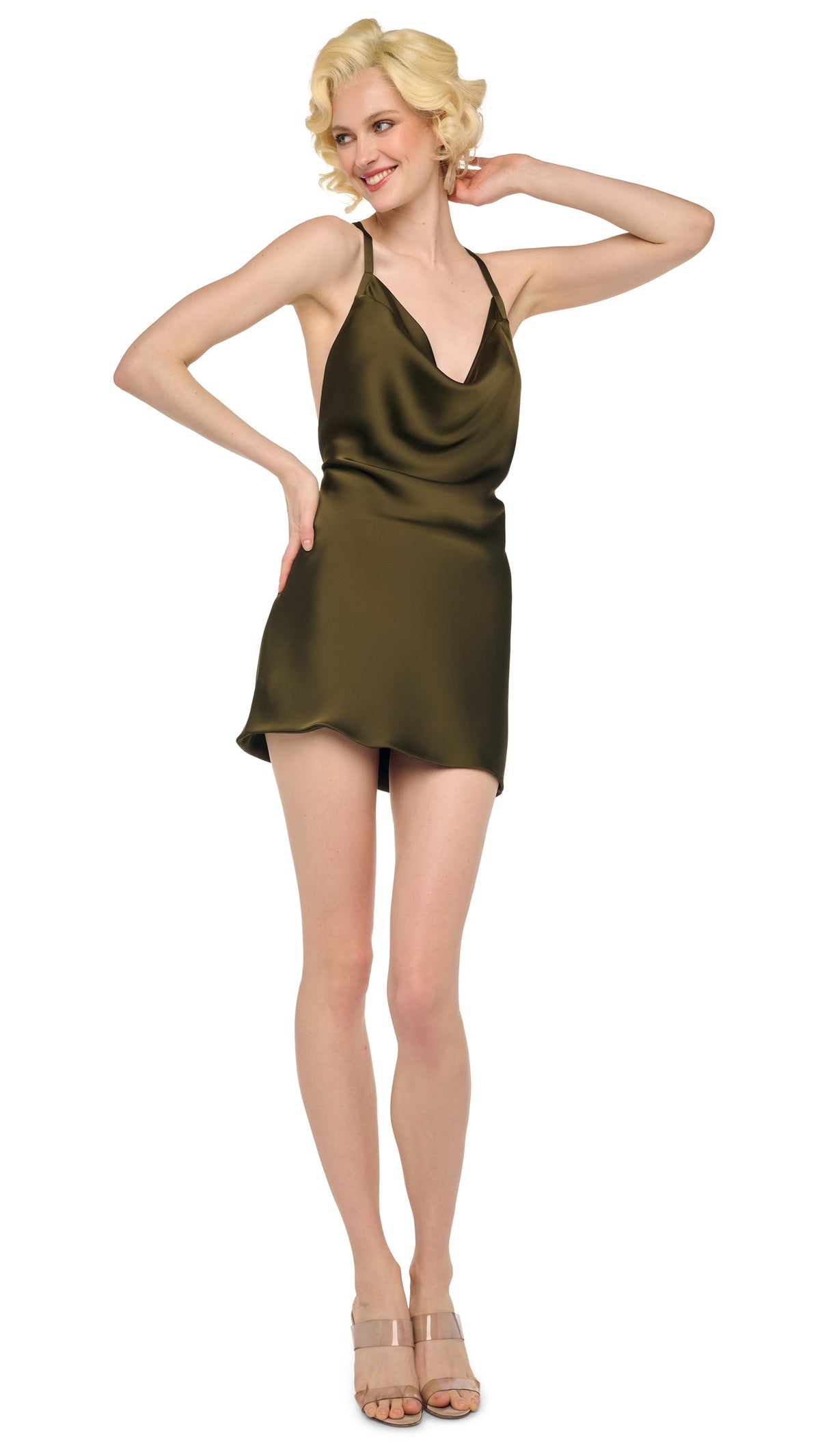 CROSS BACK BIAS MINI DRESS Bark | Norma Kamali Women