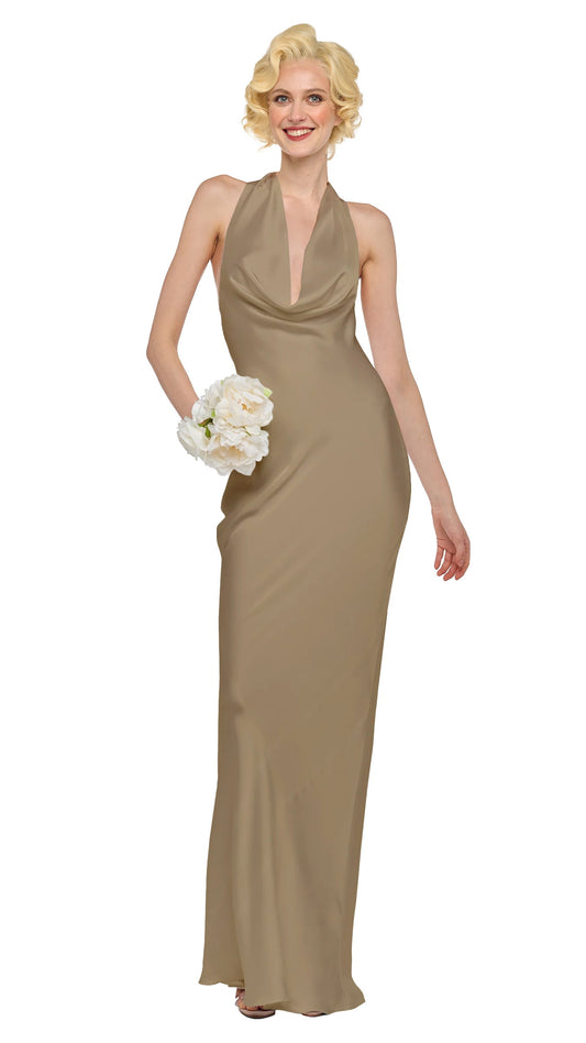 HALTER DRAPE BIAS GOWN Elm | Norma Kamali Women