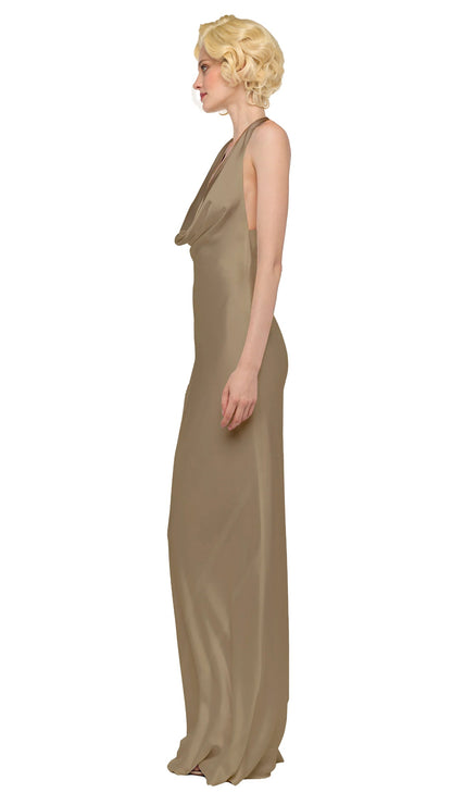 HALTER DRAPE BIAS GOWN Elm | Norma Kamali Women