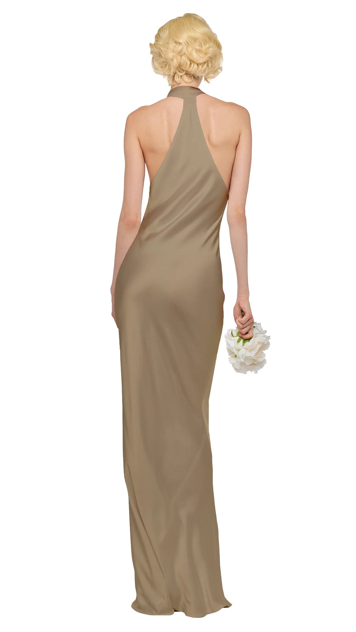 HALTER DRAPE BIAS GOWN Elm | Norma Kamali Women