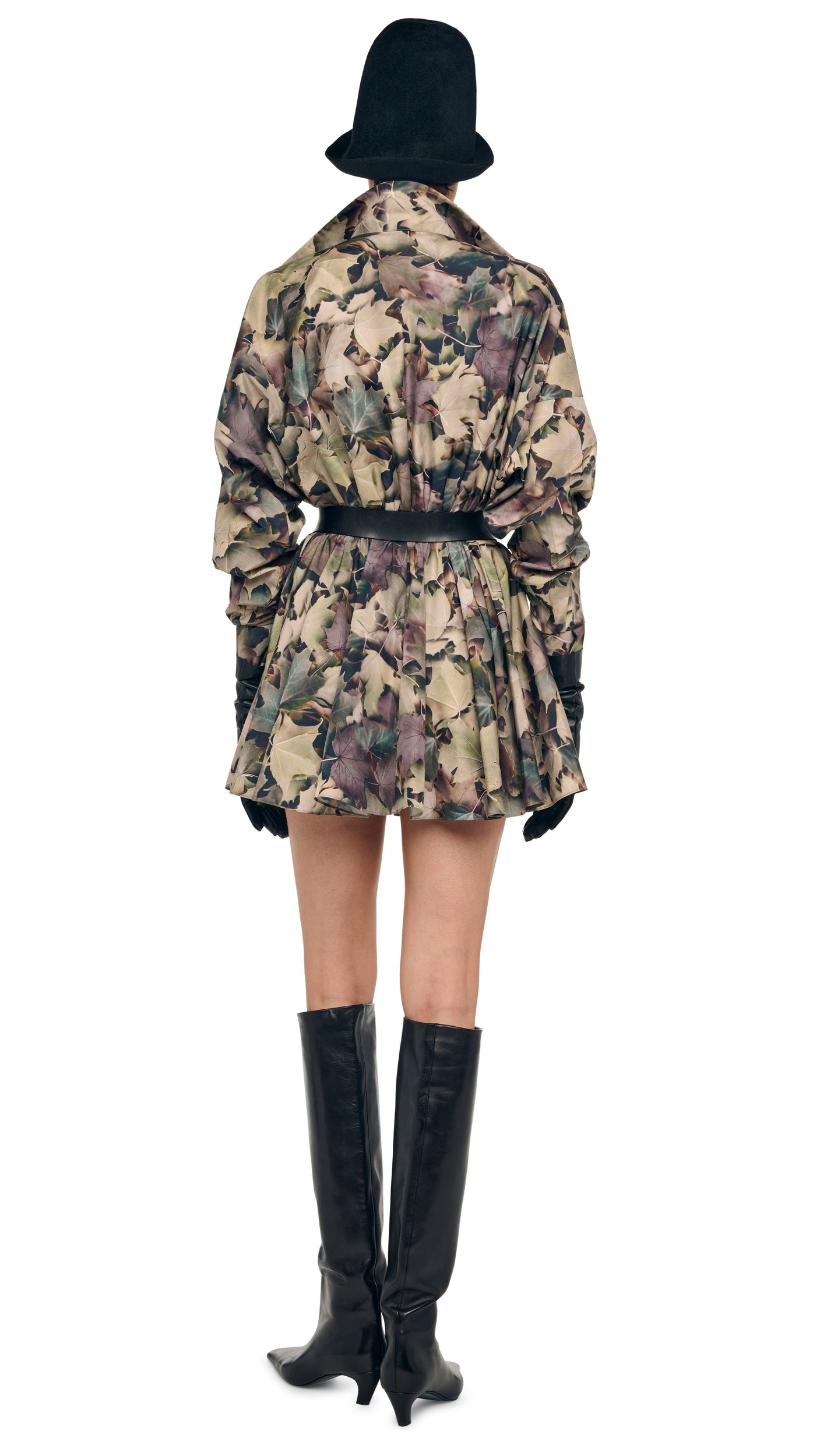 SUPER OS BF NK SHIRT FLARED MINI DRESS Autumn Leaves | Norma Kamali Women