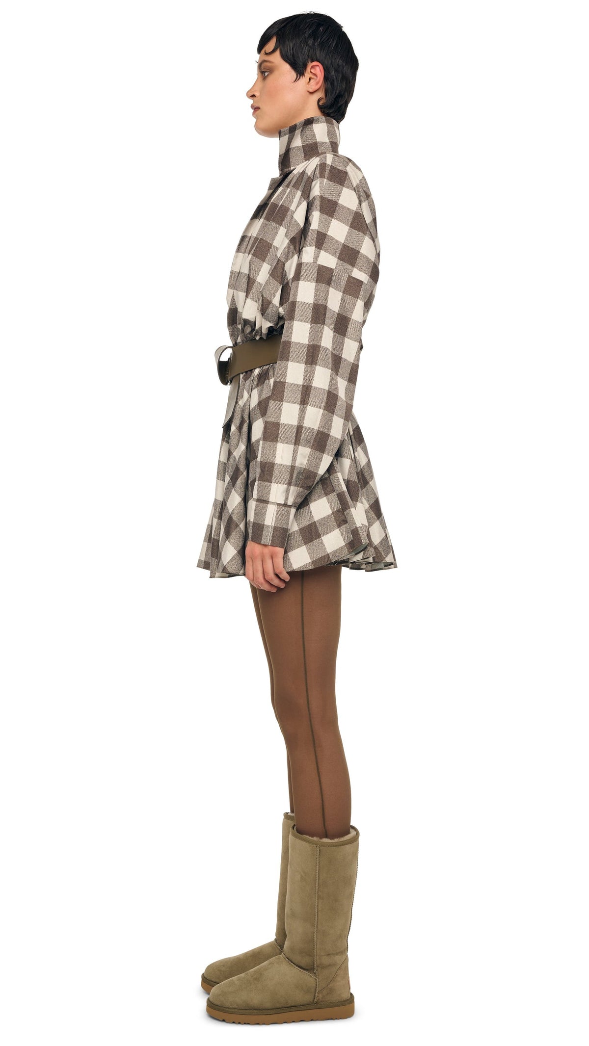 SUPER OS BF NK SHIRT FLARED MINI DRESS Bark Box Plaid | Norma Kamali Women